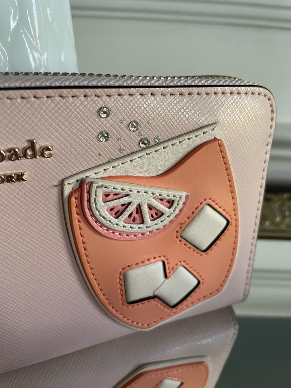 Kate Spade Tini Grapefruit Embellished Continental Novelty Wallet- New - Picture 3 of 9